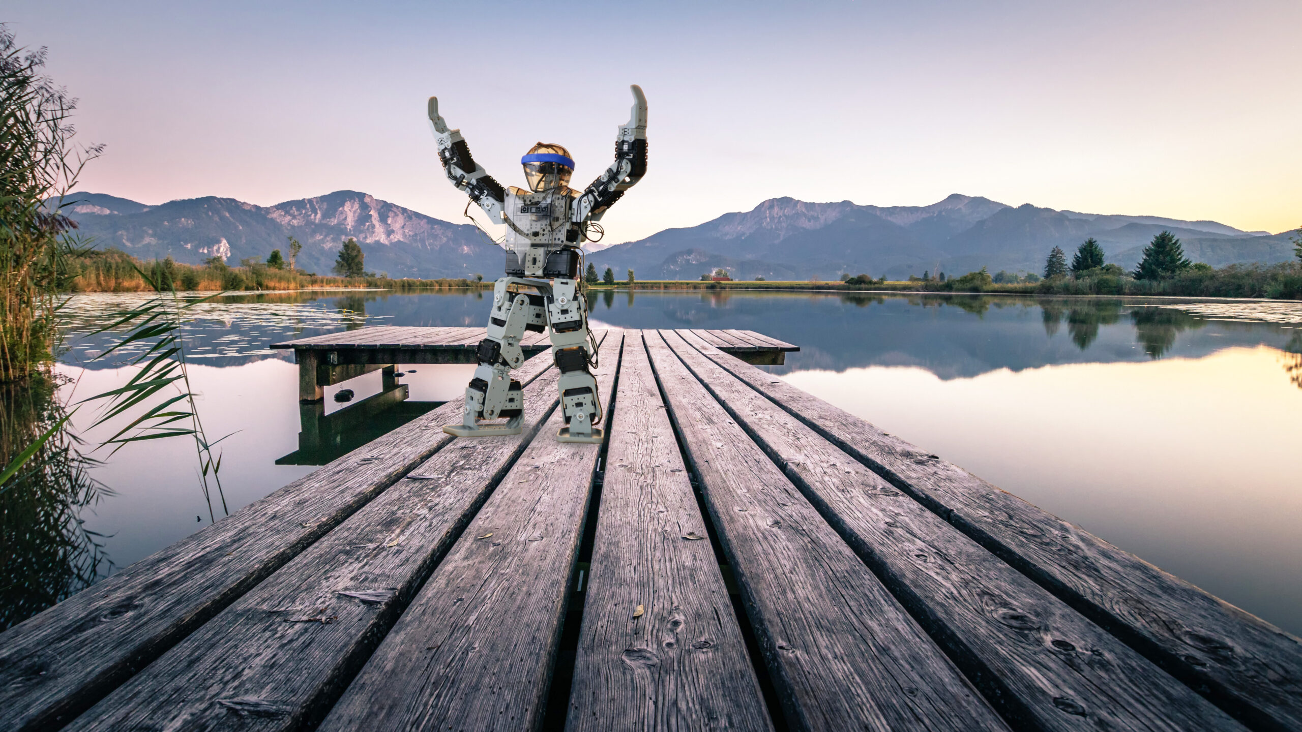 Roboter vor Bergsee